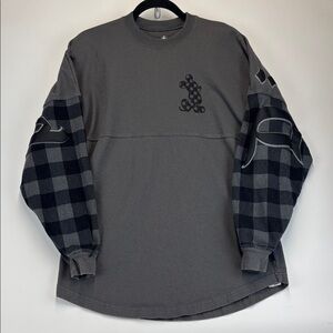 DISNEY Disneyland Gray and Black Buffalo Plaid Spirit Jersey Size Small